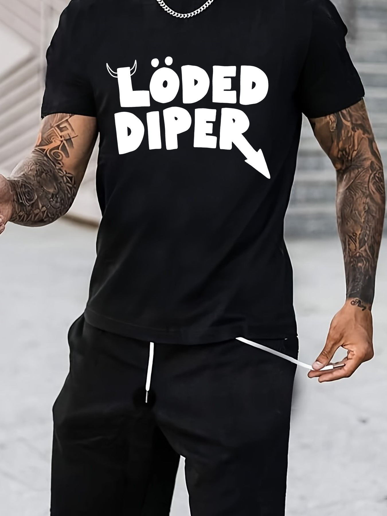 loded diaper alphabet print mens crew neck short sleeve t shirt casual summer t shirt for and vacation resorts details 0