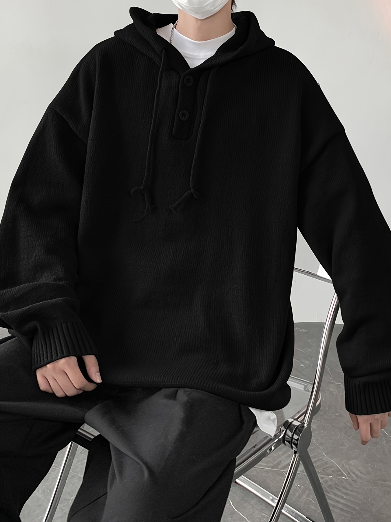 songxier mens casual hooded sweater cozy knit pullover with kangaroo pocket solid for details 5