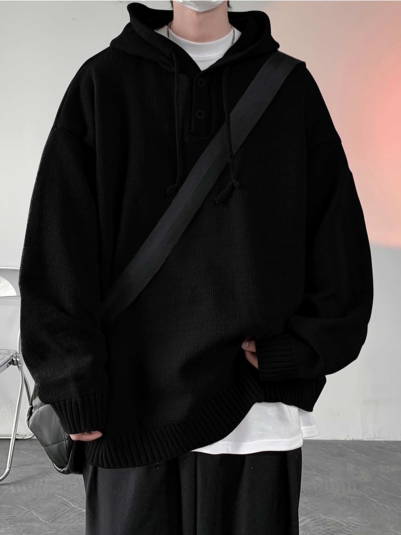 songxier mens casual hooded sweater cozy knit pullover with kangaroo pocket solid for details 6