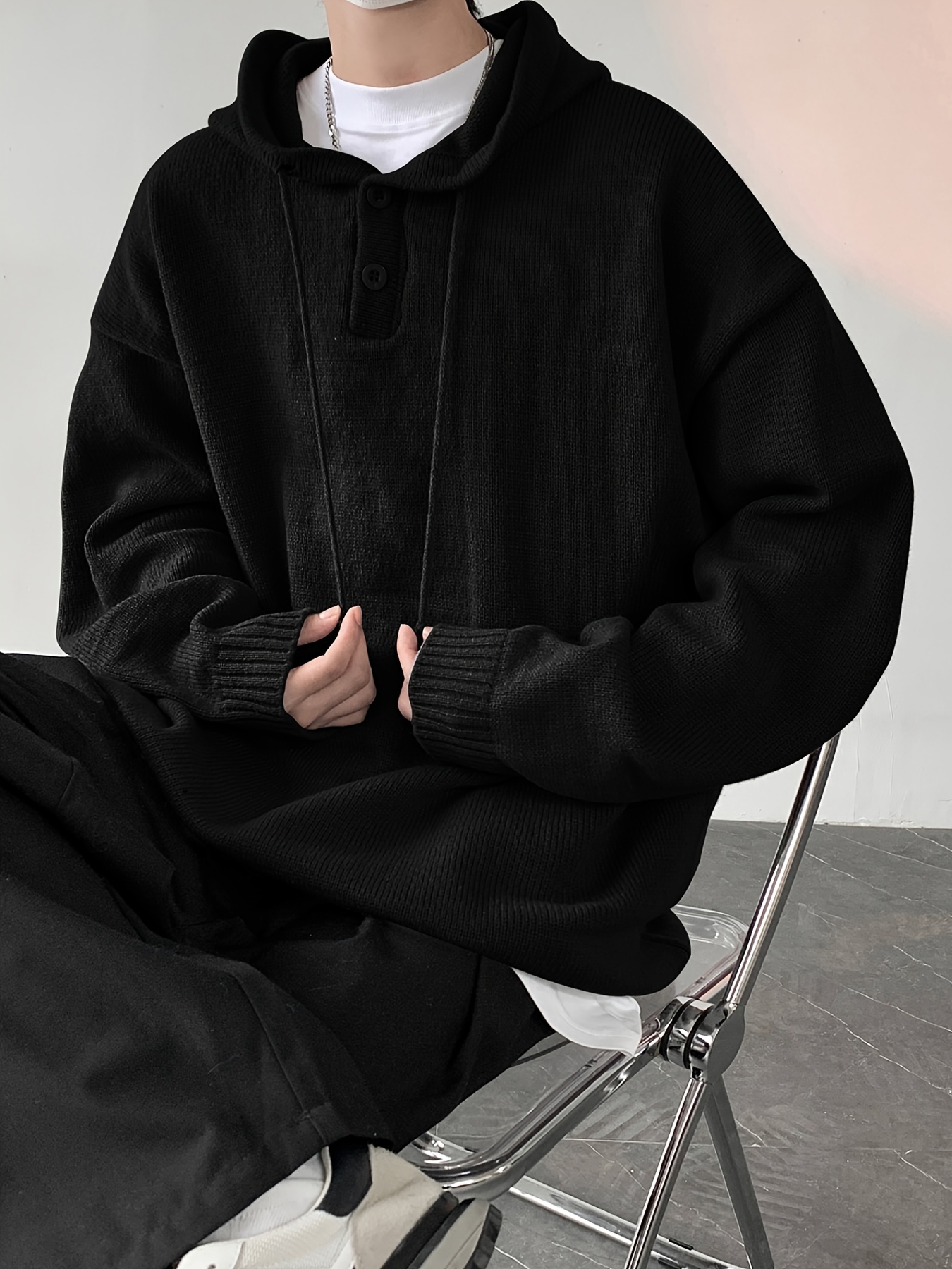 songxier mens casual hooded sweater cozy knit pullover with kangaroo pocket solid for details 7