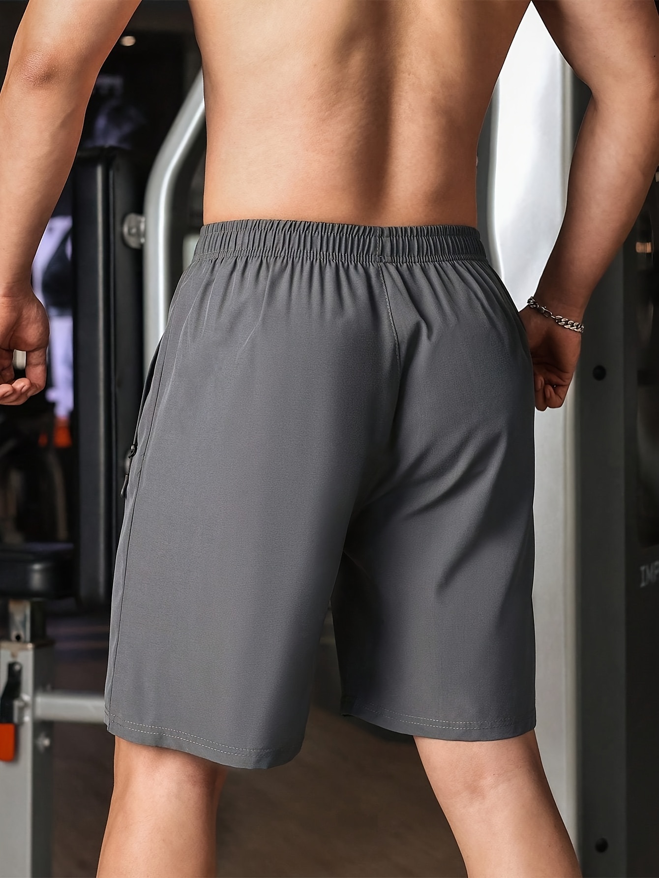 mens breathable quick dry casual shorts with zipper for fitness machine washable details 1