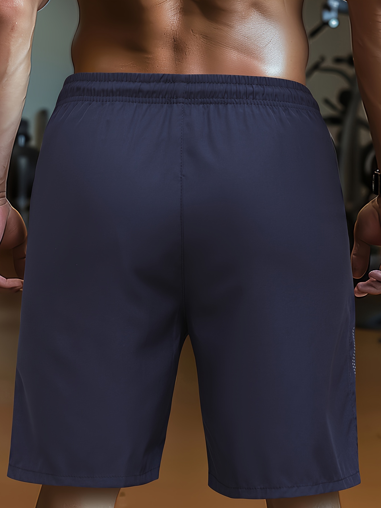 mens solid shorts with zipper pockets casual waist drawstring shorts for summer details 2