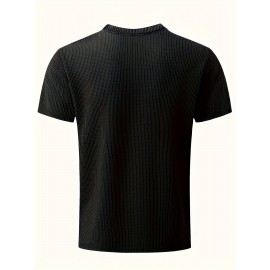 Vibrant Solid Color Waffle Knit Crew Neck T-shirt - Soft, Ultra-Casual, and Exceptionally Comfy Active Top for Men - Perfect for Summer Outdoor Adventures, Sports, and Everyday Wear