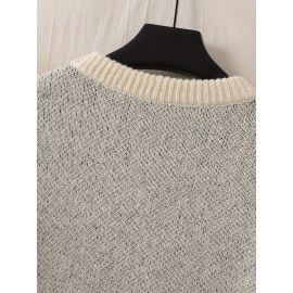 1pc Men'S Casual Round Neck Pullover Sweater, Polyester Knit with Animal Pattern, Loose Fit Long Sleeve for Autumn/Winter