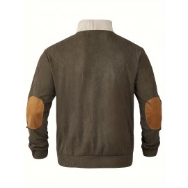 Mens Retro Color Block Knitted Mid Stretch Stand Collar Pullover Sweater - Warm, Casual, Long Sleeve, Button Front, Machine Washable - Perfect for Fall and Winter, Old Money Style