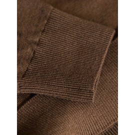 Men'S Fall/Winter Casual Knit Pullover Sweater, Solid Color, Long Sleeve, Slight Stretch, Regular Fit with High Neck Collar