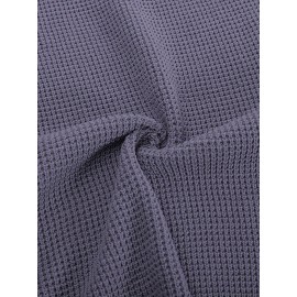 Men Waffle Textured Sweater Long Raglan Sleeve Crew Neck Ribbed Cuff Pullover