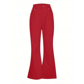Men's Vintage-Inspired Flare Pants - Solid Color, Mid-Rise Bell Bottoms with Cotton Blend, Machine Washable