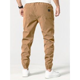 1pc Men'S Casual Polyester Drawstring Sweatpants, Solid Color, Regular Fit, Street Style with Pockets