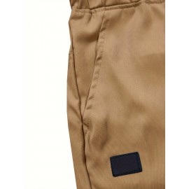 1pc Men'S Casual Polyester Drawstring Sweatpants, Solid Color, Regular Fit, Street Style with Pockets