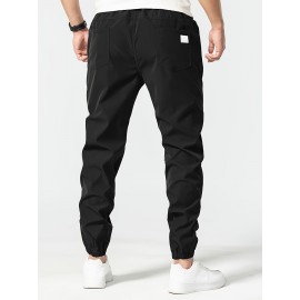 1pc Men'S Casual Polyester Drawstring Sweatpants, Solid Color, Regular Fit, Street Style with Pockets