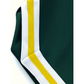 Men's Stripes Decor Sports Shorts With Drawstrings, Elastic Waist Quick-drying Shorts For Summer Daily Outdoor Basketball Sport