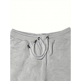 Men'S Casual Halloween-Themed Drawstring Shorts, Cotton Knit Fabric, Solid Color, Regular Fit, Elastic Waistband - Summer Leisure Pants