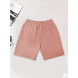 Men'S Casual Halloween-Themed Drawstring Shorts, Cotton Knit Fabric, Solid Color, Regular Fit, Elastic Waistband - Summer Leisure Pants
