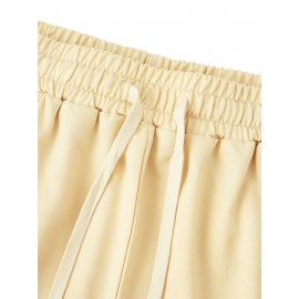 Casual Polyester Knit Fabric Shorts with Pockets, Regular Fit, Slight Stretch, Alphabet Pattern, with 