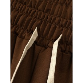 Men's Casual Rock Print Drawstring Shorts - Breathable Polyester, Pockets Included, Machine Washable