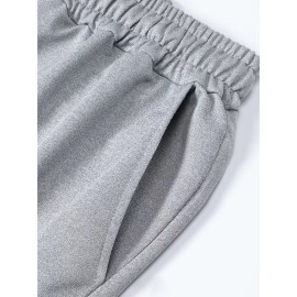 Men's Casual Rock Print Drawstring Shorts - Breathable Polyester, Pockets Included, Machine Washable